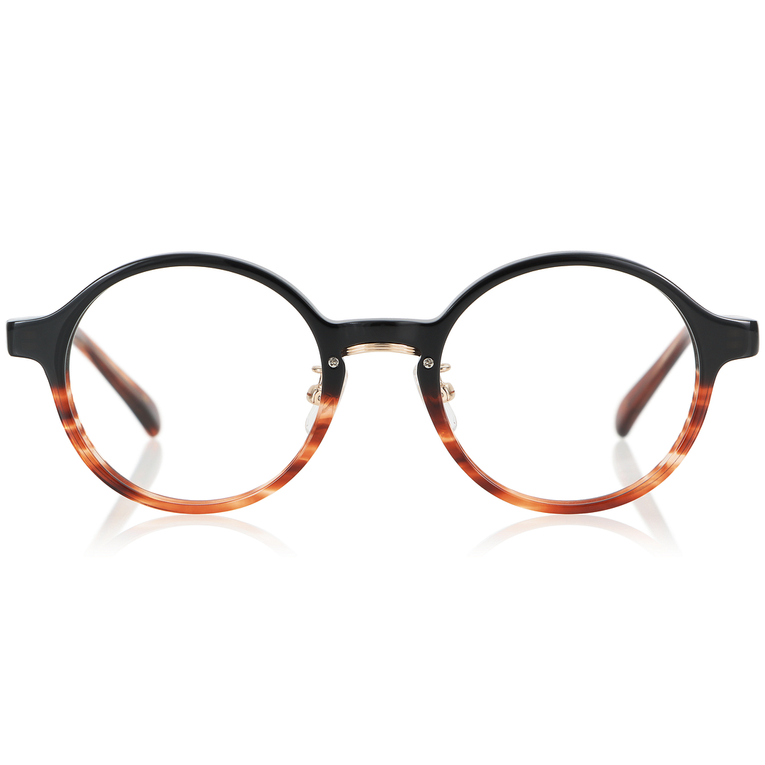 Senichisaku Light Brown Full Rim Round left side