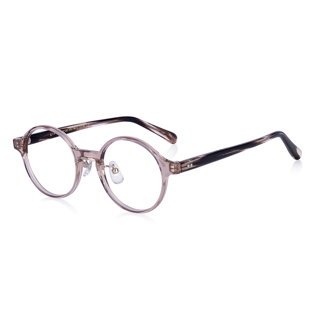 Senichisaku Light Brown Full Rim Round left side