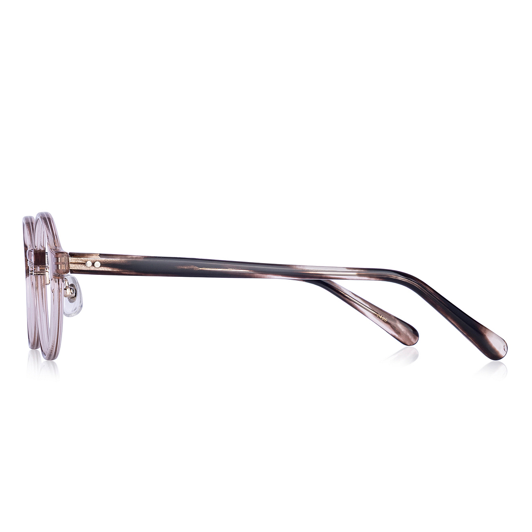 Senichisaku Light Brown Full Rim Round left side