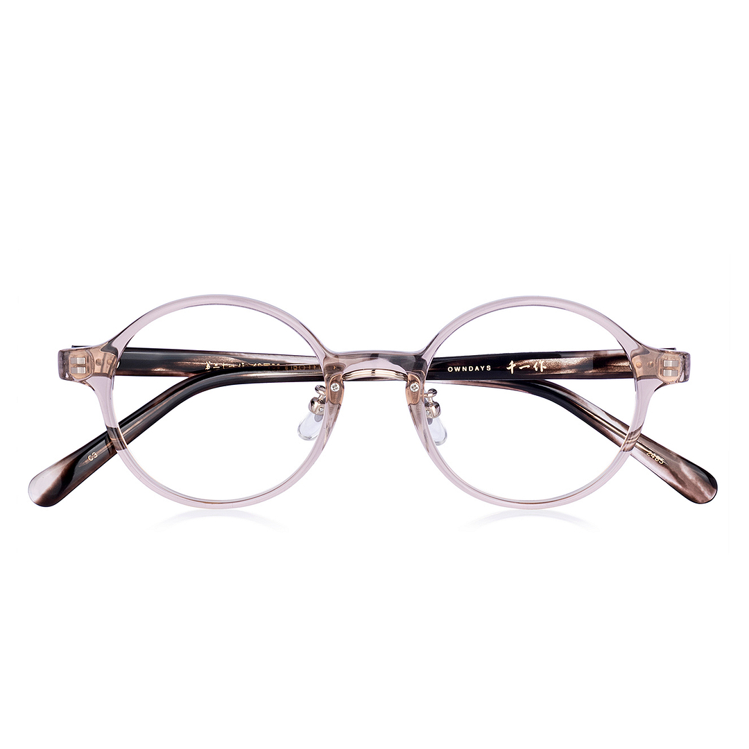 Senichisaku Light Brown Full Rim Round left side