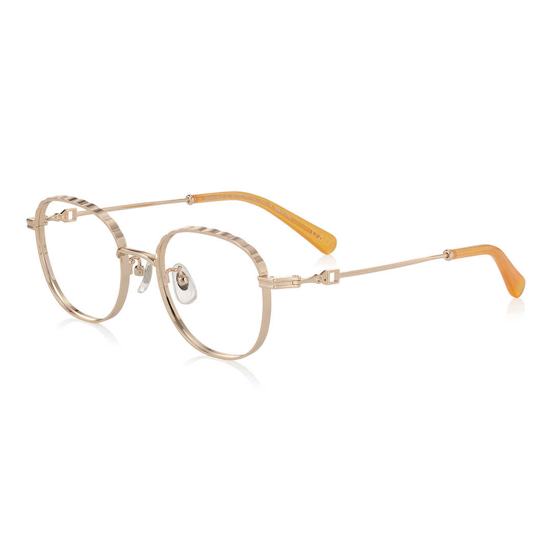 SQUID GAME × OWNDAYS Gold Full Rim Boston left side