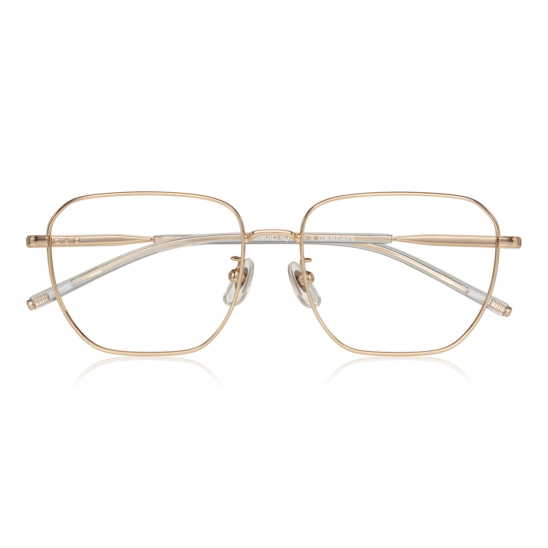 SQUID GAME × OWNDAYS Gold Full Rim Rectangle right side
