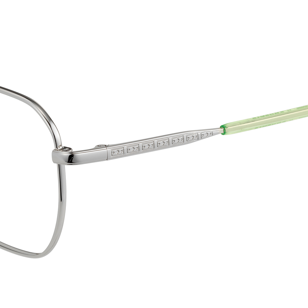 SQUID GAME × OWNDAYS Silver Full Rim Rectangle left side