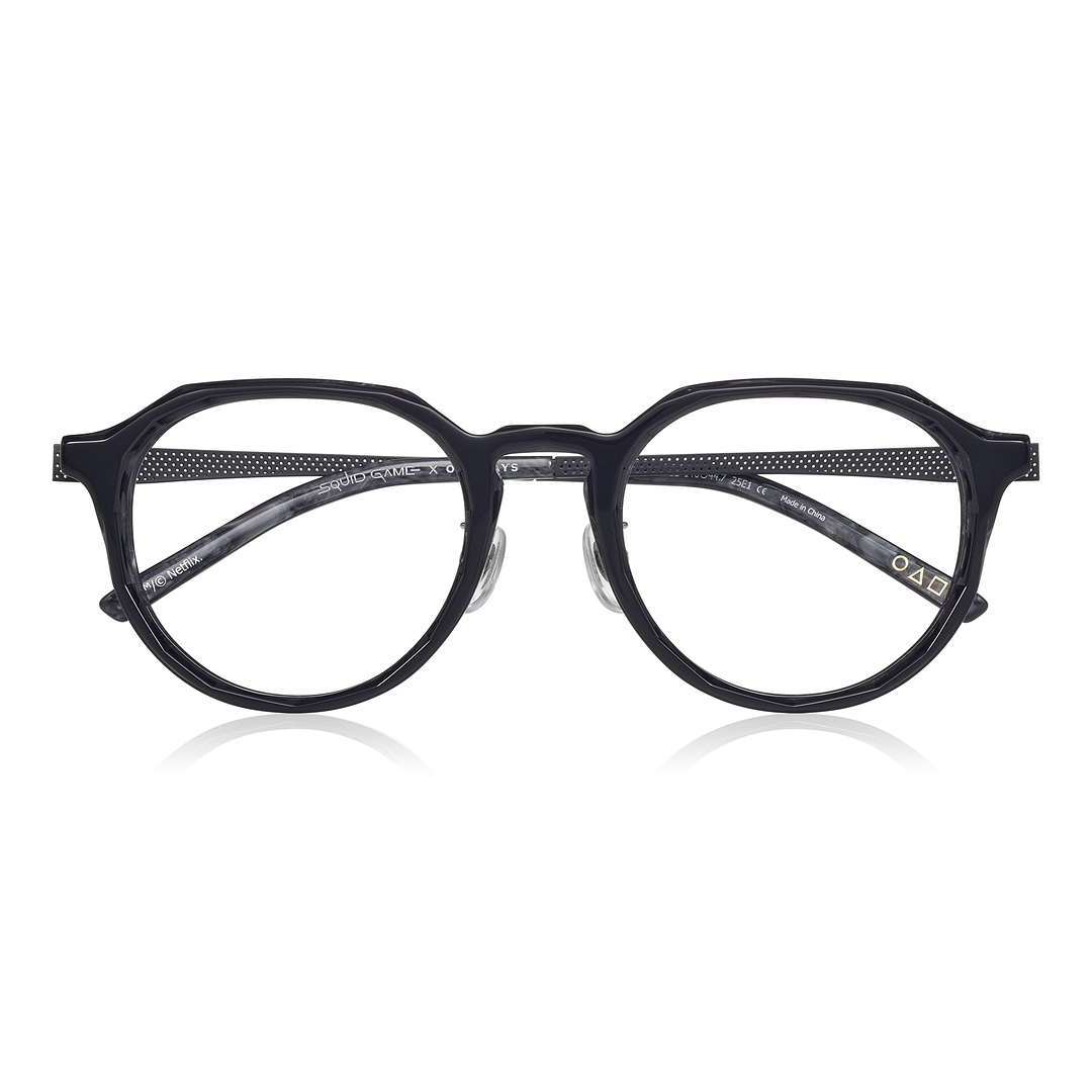 SQUID GAME × OWNDAYS Black Full Rim Boston right side