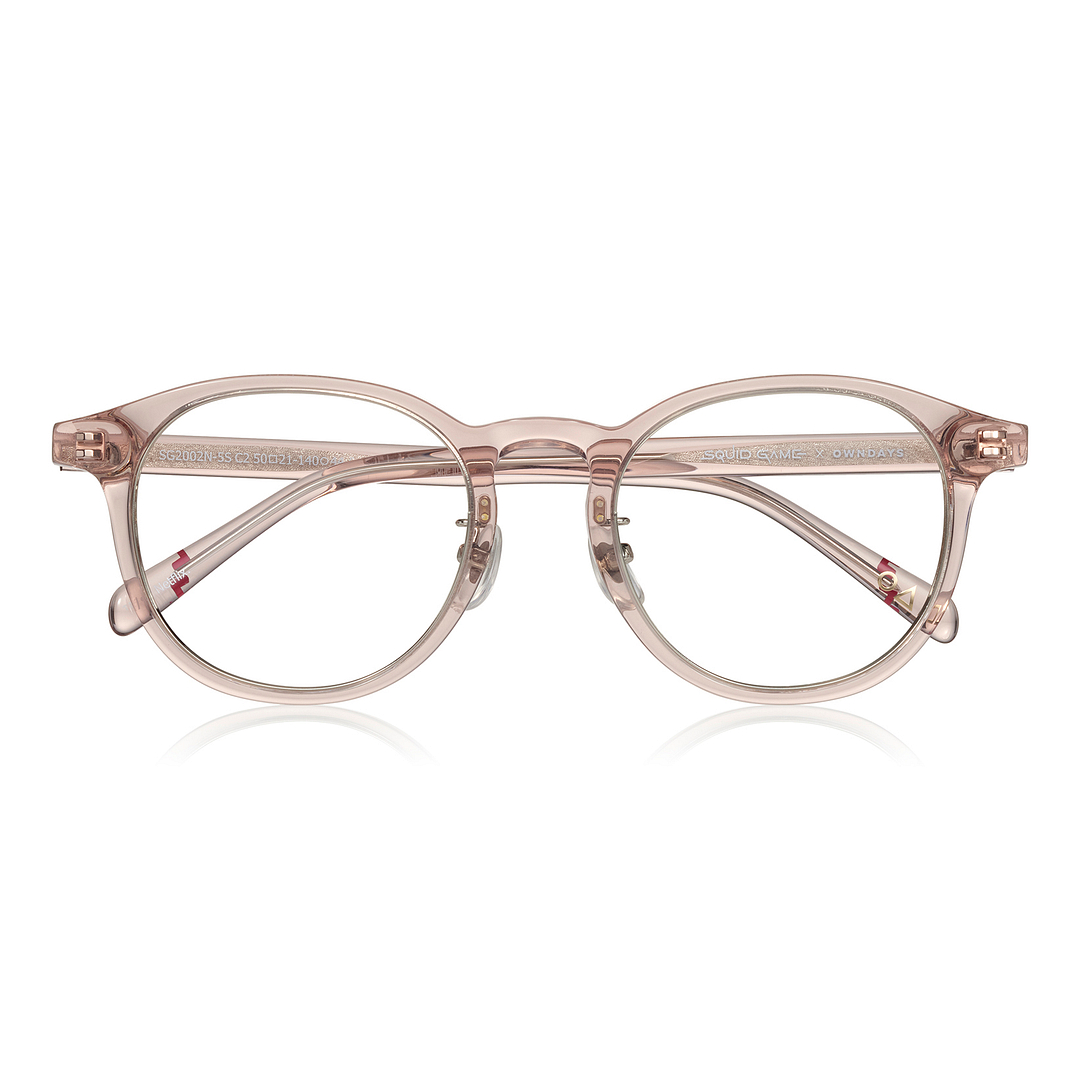 SQUID GAME × OWNDAYS Clear Pink Full Rim Boston right side