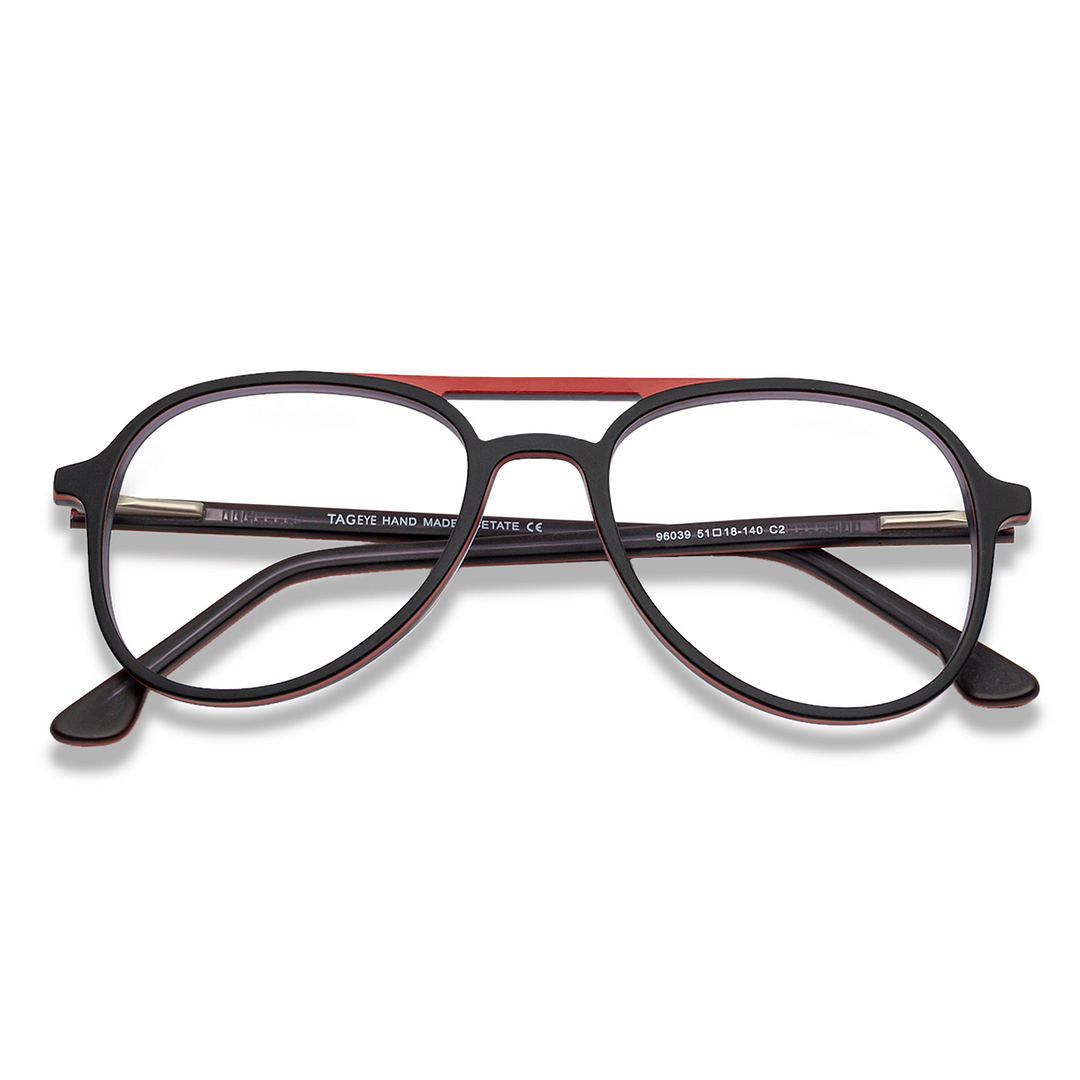 Buy Matte Black Red Line Black Full Rim Aviator Vincent Chase