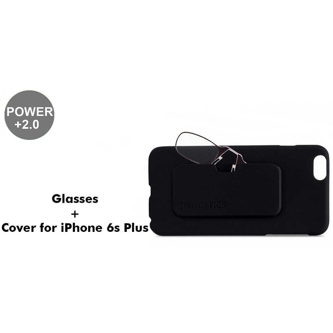 ThinOptics Black Full Rim Rectangle ThinOptics With Iphone 6S Plus Cover Reading    Only For  2 00 Power left side