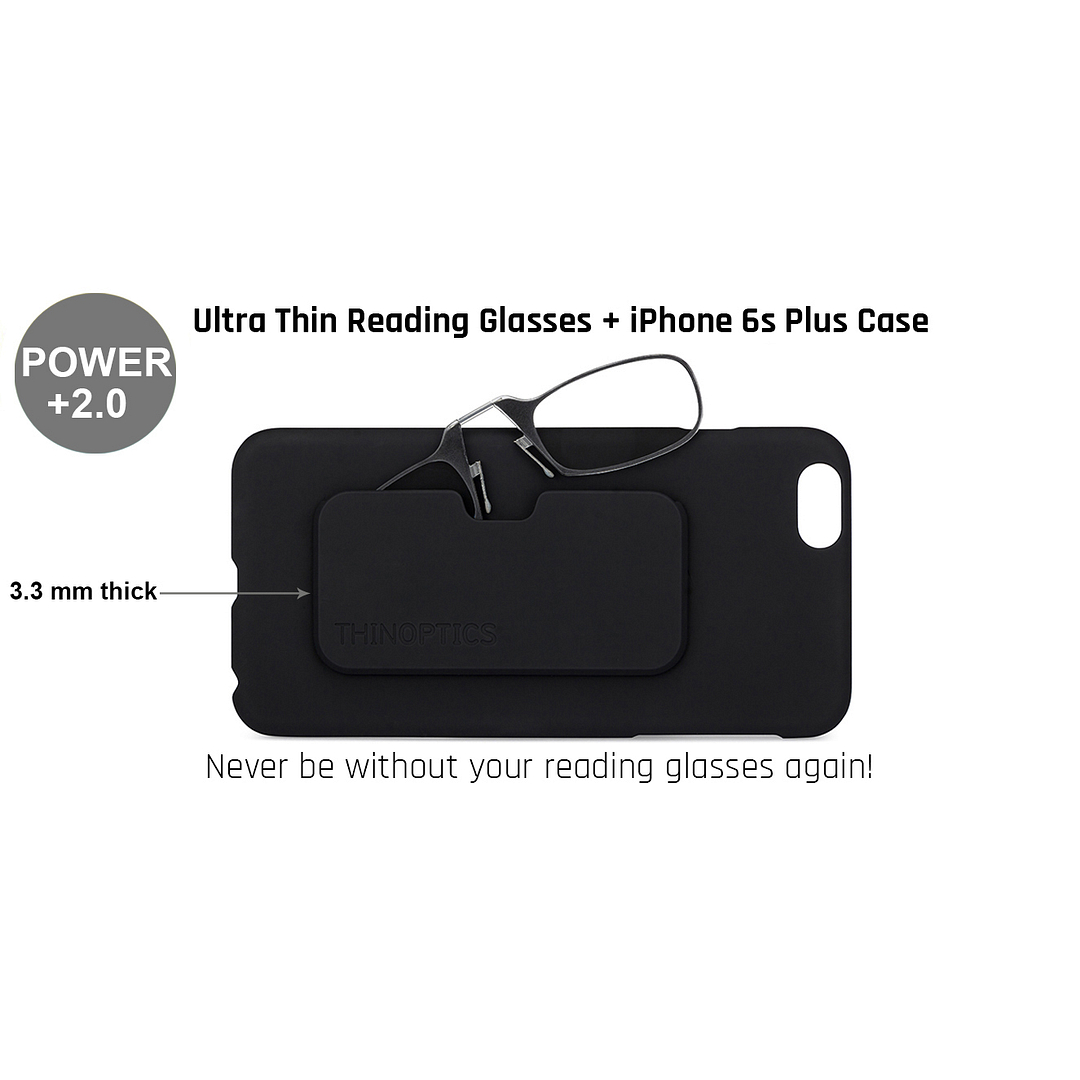 ThinOptics Black Full Rim Rectangle ThinOptics With Iphone 6S Plus Cover Reading    Only For  2 00 Power left side