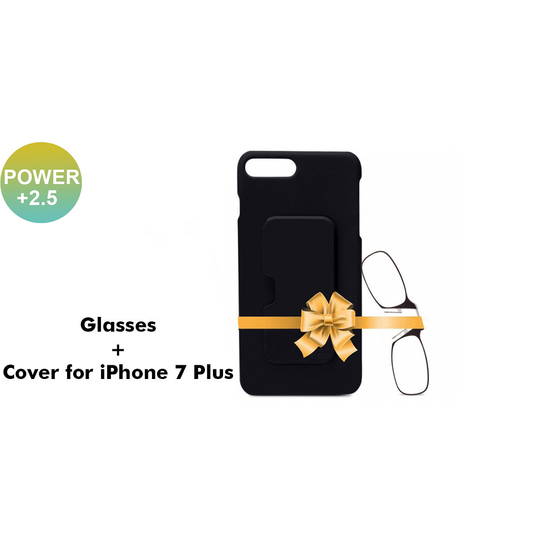 ThinOptics Black Full Rim Rectangle Thinoptics With IPhone 7 Cover Reading Only For 2 5 Power left side