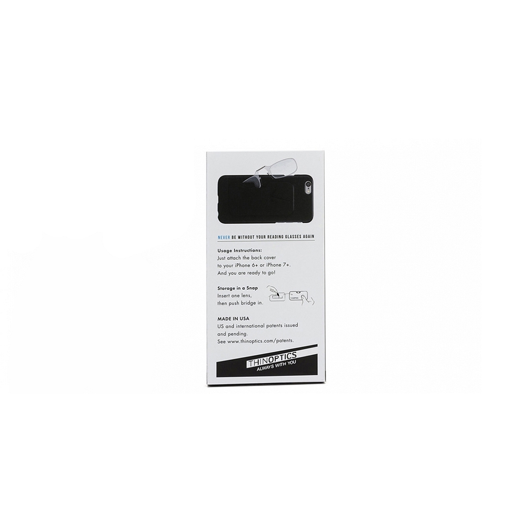 ThinOptics Black Full Rim Rectangle Thinoptics With IPhone 7 Cover Reading Only For 2 5 Power left side