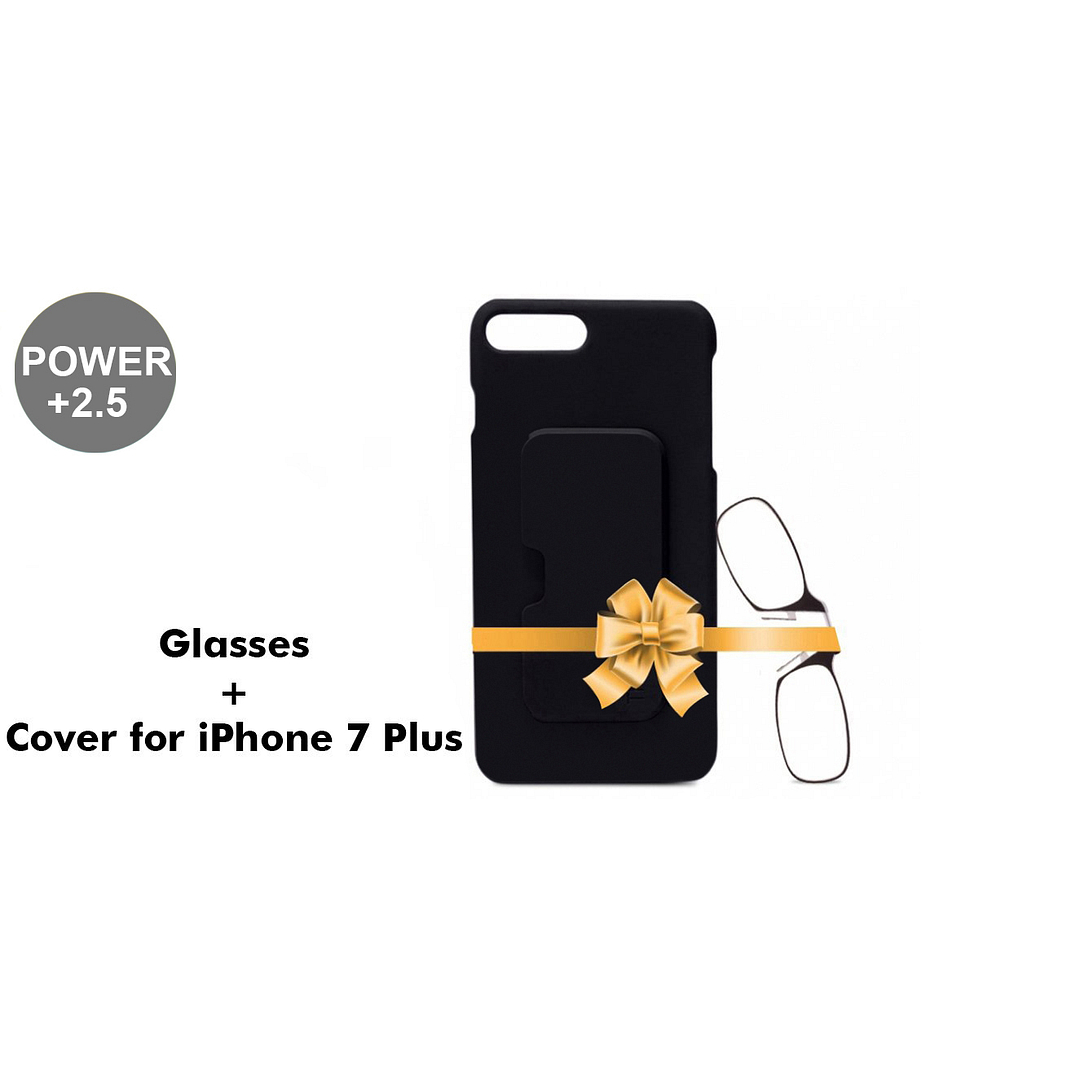 ThinOptics Black Full Rim Rectangle Thinoptics With IPhone 7 Cover Reading Only For 2 5 Power right side