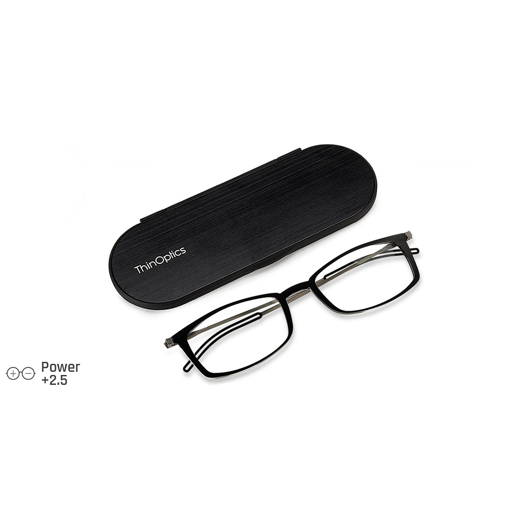 ThinOptics Black Full Rim Rectangle ThinOptics Brookyln Frontpage Reading    Only For  2 50 Power right side