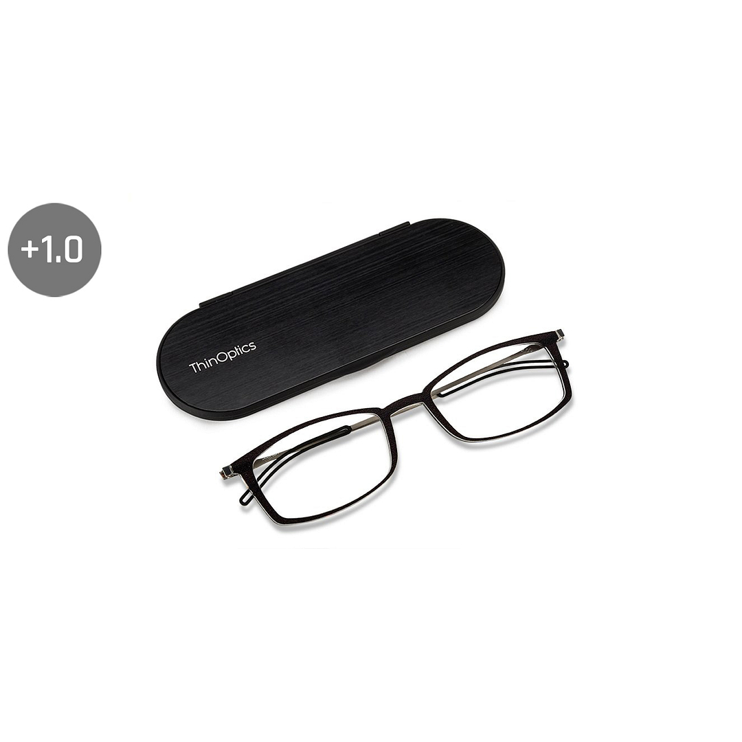 ThinOptics Black Full Rim Rectangle ThinOptics Brookyln Frontpage Reading Only For 1 00 Power left side