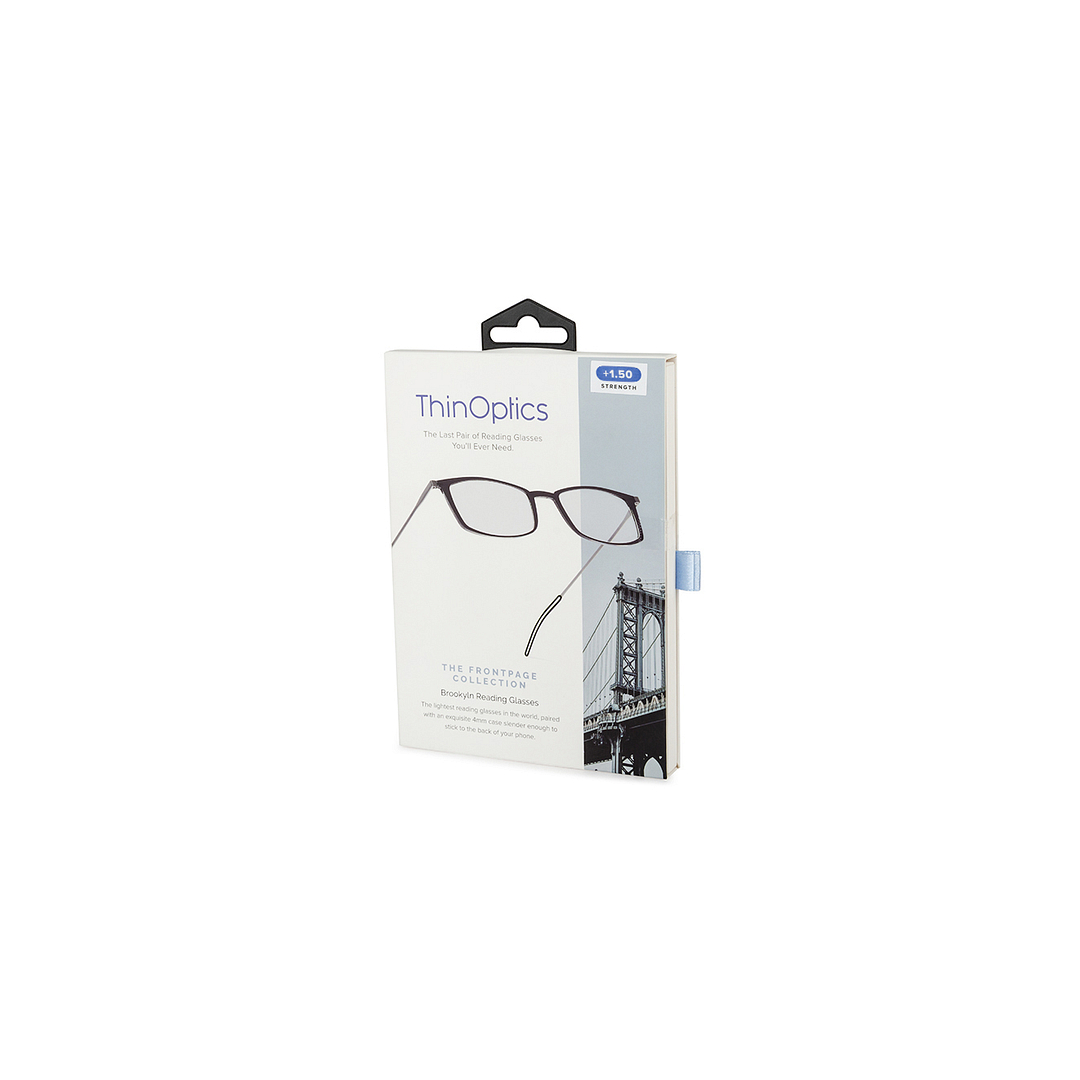 ThinOptics Black Full Rim Rectangle ThinOptics Brookyln Frontpage Reading    Only For  1 50 Power left side