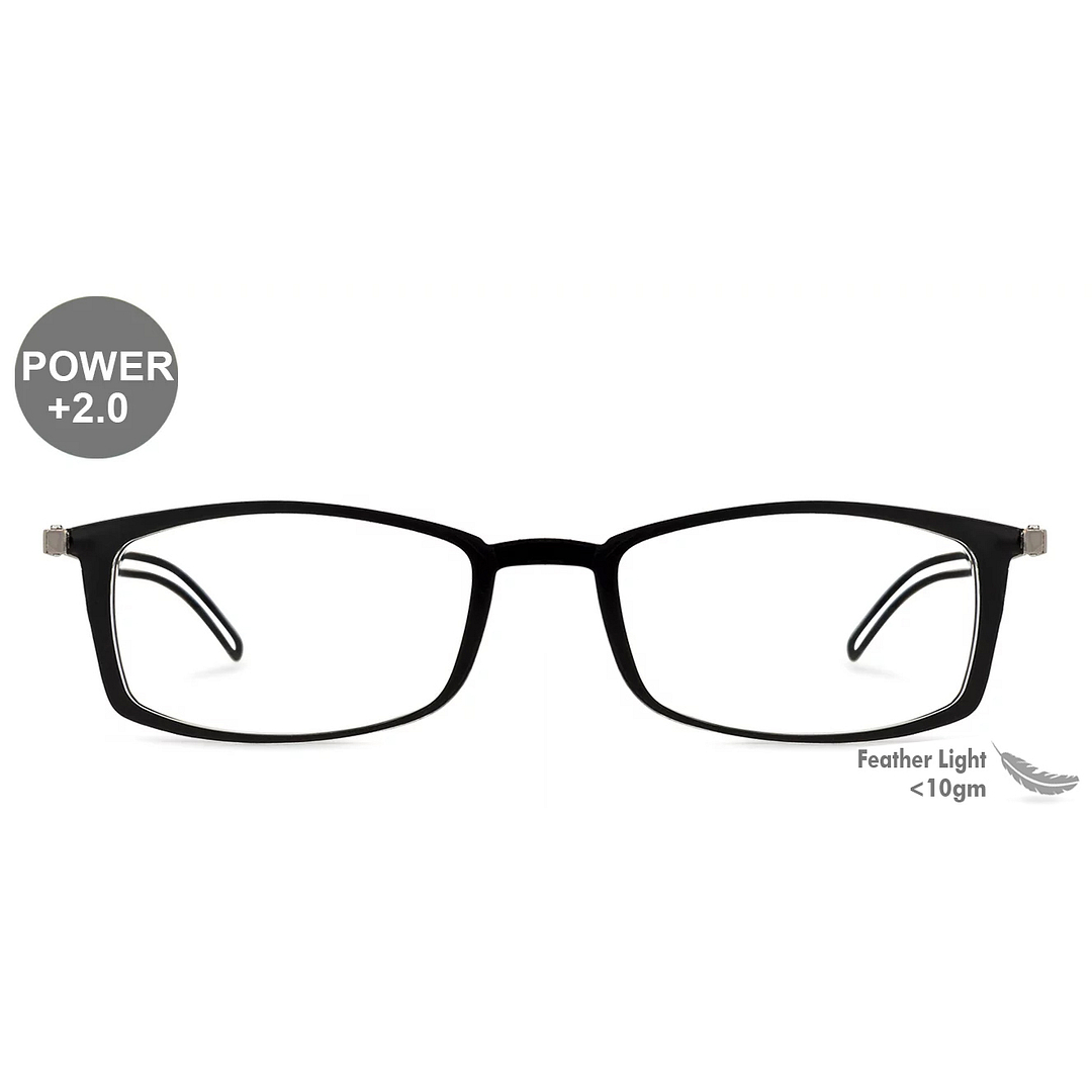 ThinOptics Black Full Rim Rectangle ThinOptics Brookyln Frontpage Reading    Only For  2 00 Power right side