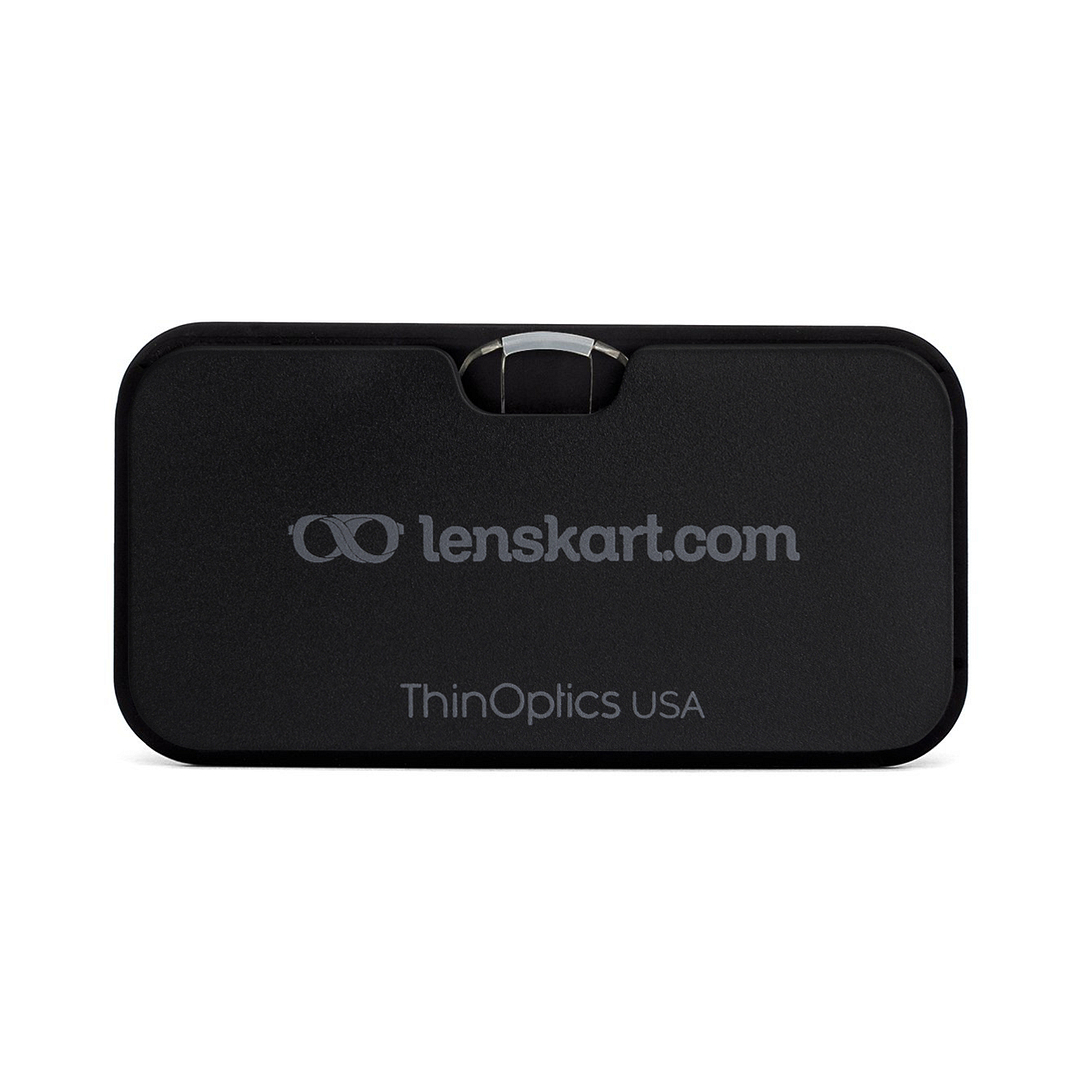 ThinOptics Black Full Rim Rectangle ThinOptics Go-Reader Glasses With Case Only for 1 Prefitted Powers left side