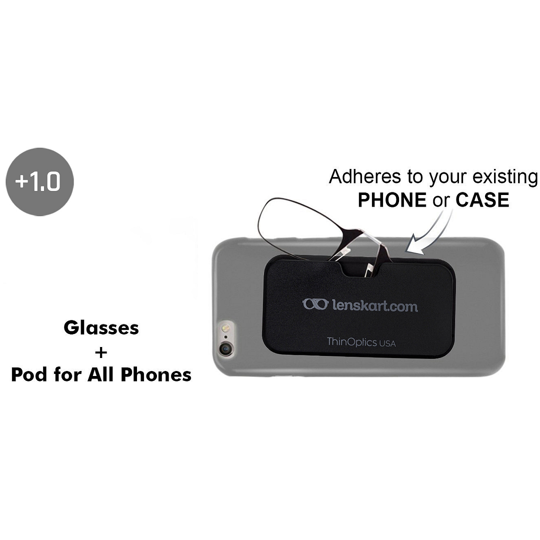 ThinOptics Black Full Rim Rectangle ThinOptics Go-Reader Glasses With Case Only for 1 Prefitted Powers left side