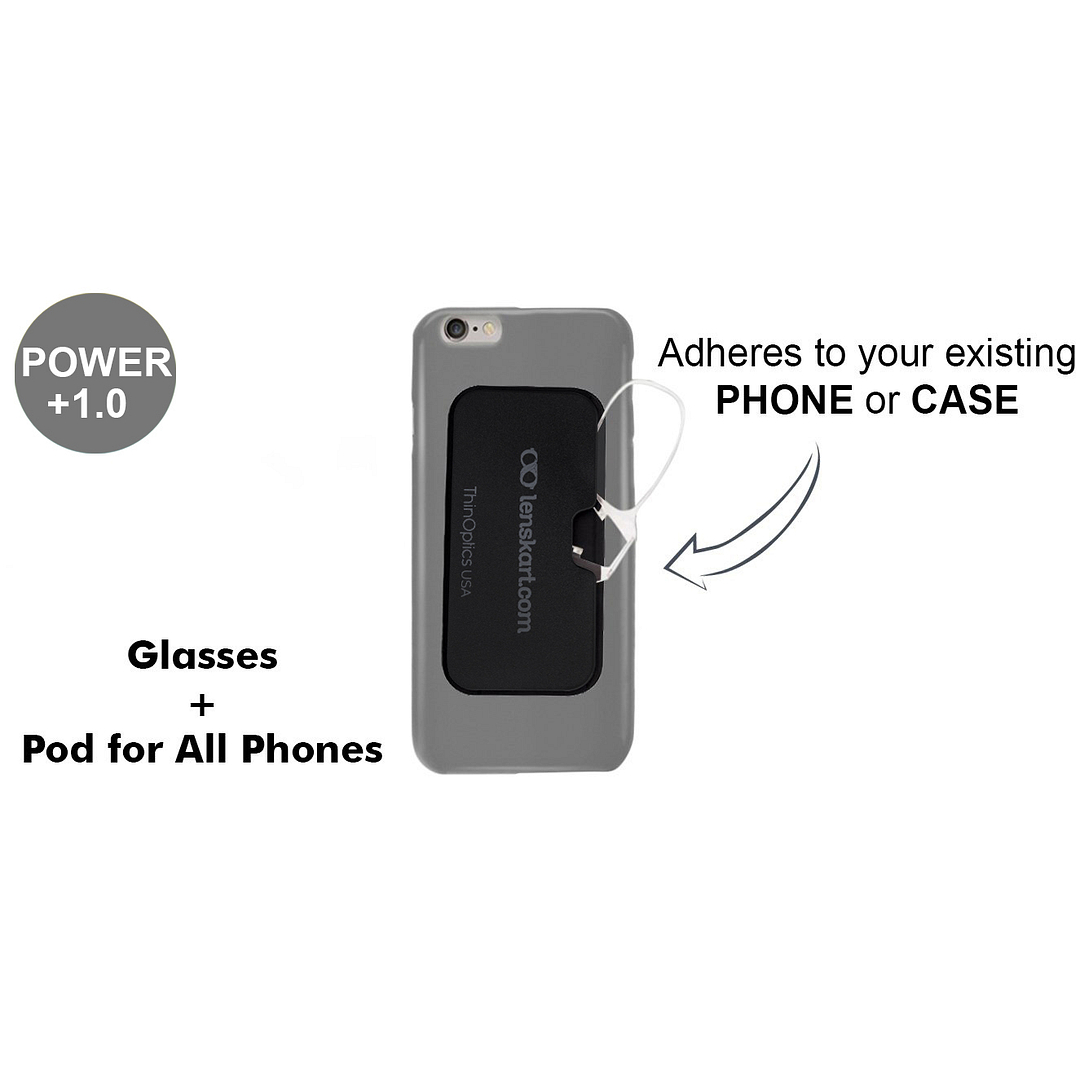 ThinOptics Transparent Full Rim Rectangle ThinOptics Go-Reader Glasses With Case Only for 1 Prefitted Powers right side