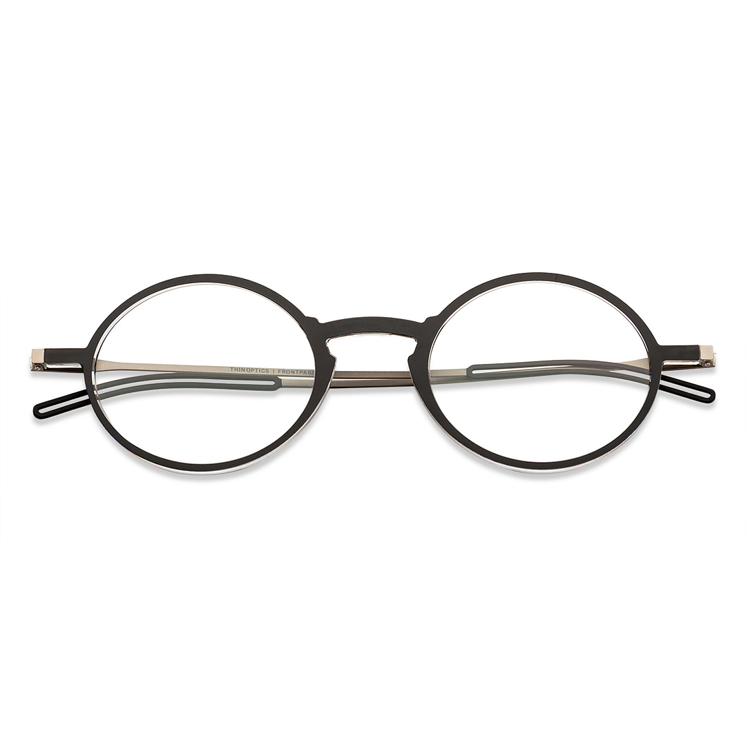 ThinOptics Black Full Rim Round ThinOptics Manhattan Frontpage Reading    Only For  1 50 Power right side