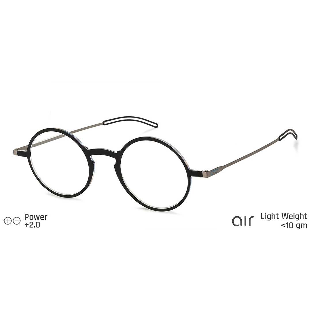 ThinOptics Black Full Rim Round ThinOptics Manhattan Frontpage Reading    Only For  2 00 Power right side