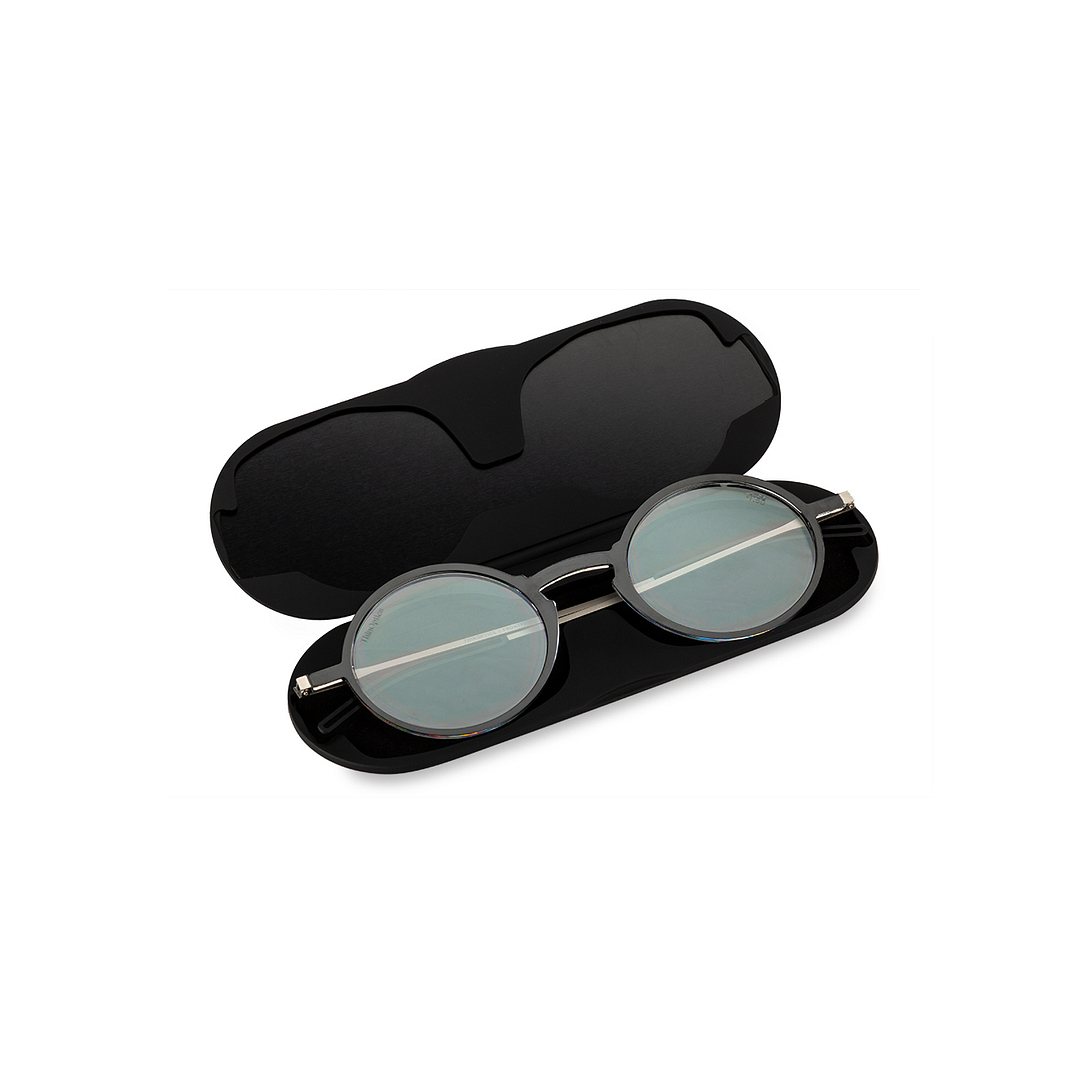 ThinOptics Black Full Rim Round ThinOptics Manhattan Frontpage Reading    Only For  2 00 Power right side