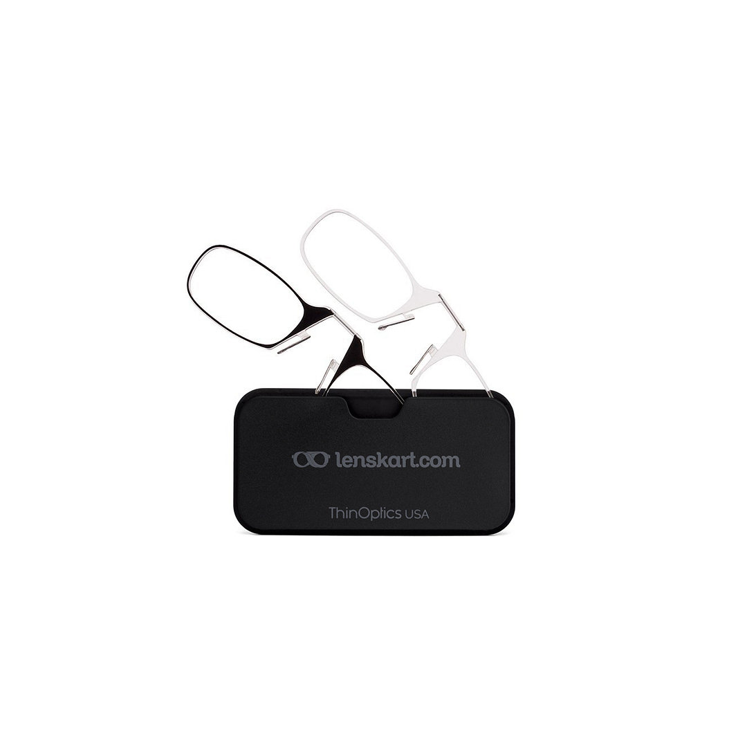 ThinOptics Transparent Full Rim Rectangle ThinOptics Go-Reader Glasses With Case Only for 2 Prefitted Powers right side