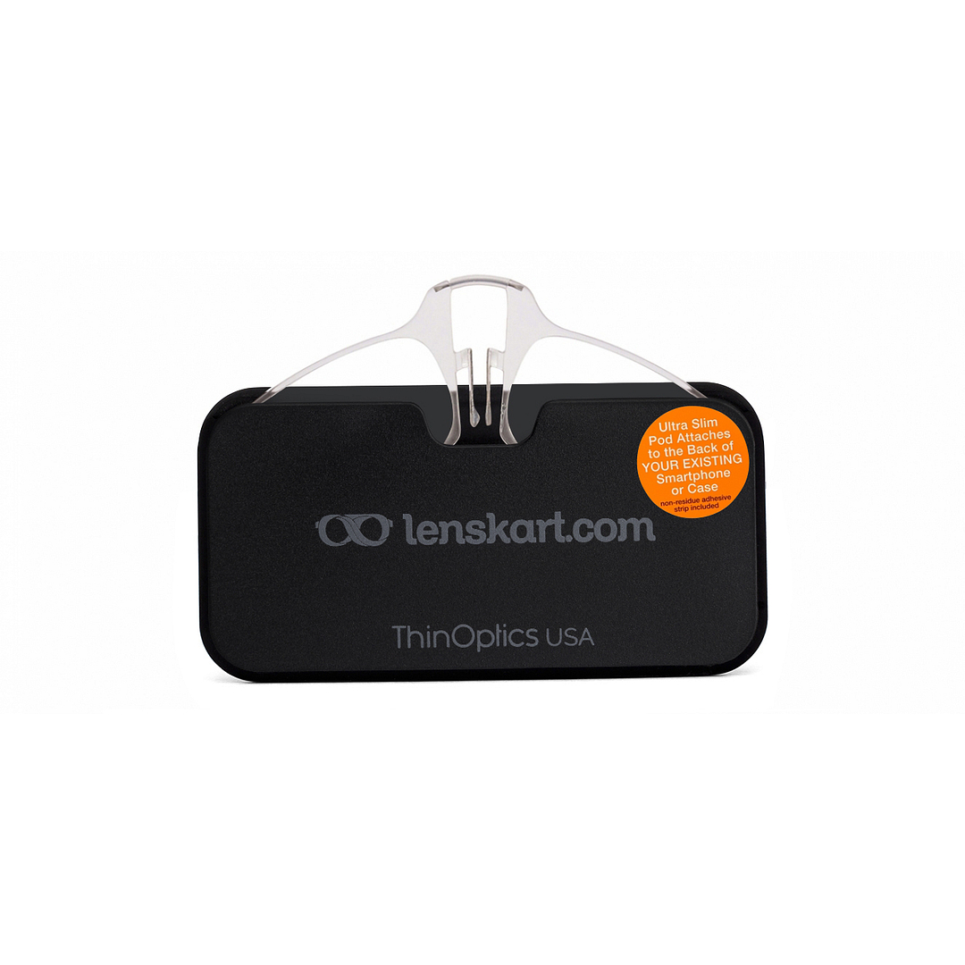 ThinOptics Transparent Full Rim Rectangle ThinOptics Go-Reader Glasses With Case Only for 2 Prefitted Powers right side