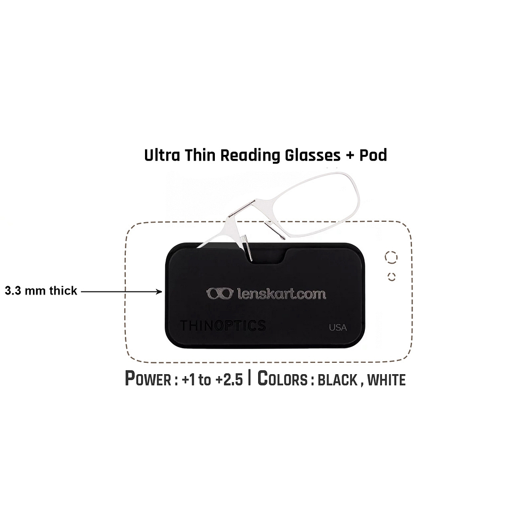 ThinOptics Clear Full Rim Rectangle ThinOptics Reading Glasses With Case Reading    Only For  1 00 Power left side