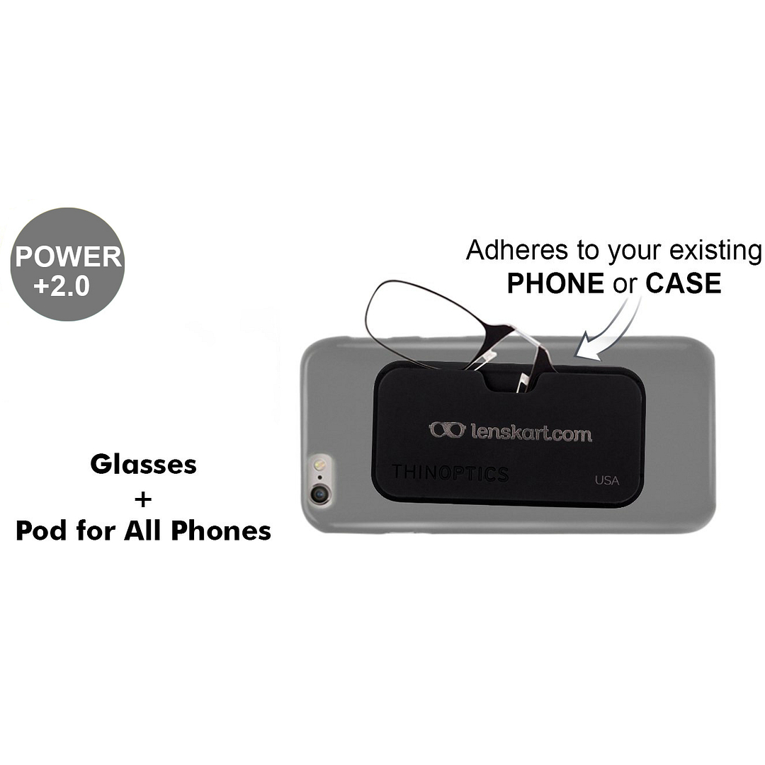 ThinOptics Black Full Rim Rectangle ThinOptics Reading Glasses With Case - TO Reading    Only For  2 00 Power left side