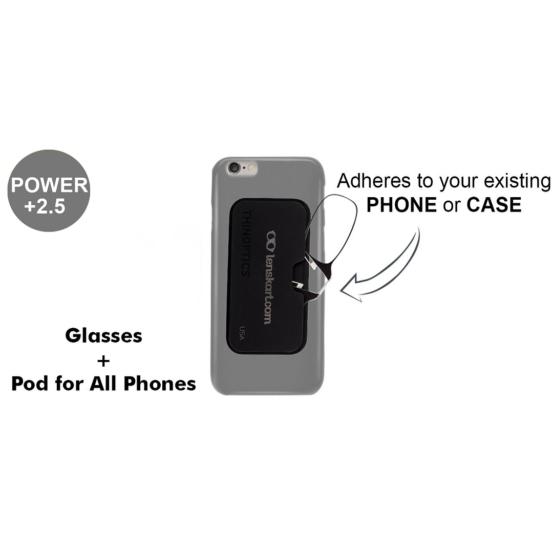 ThinOptics Black Full Rim Rectangle ThinOptics Reading Glasses With Case - TO Reading    Only For  2 50 Power right side