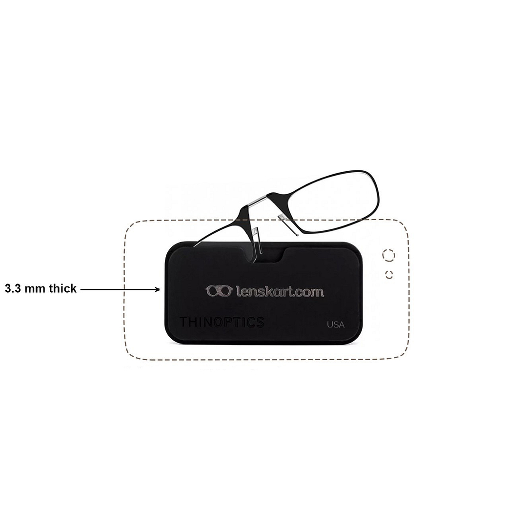 ThinOptics Black Full Rim Rectangle ThinOptics Reading Glasses With Case - TO Reading    Only For  2 50 Power right side