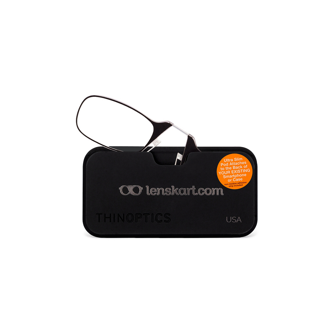 ThinOptics Black Full Rim Rectangle ThinOptics Reading Glasses With Case - TO Reading    Only For  2 50 Power right side