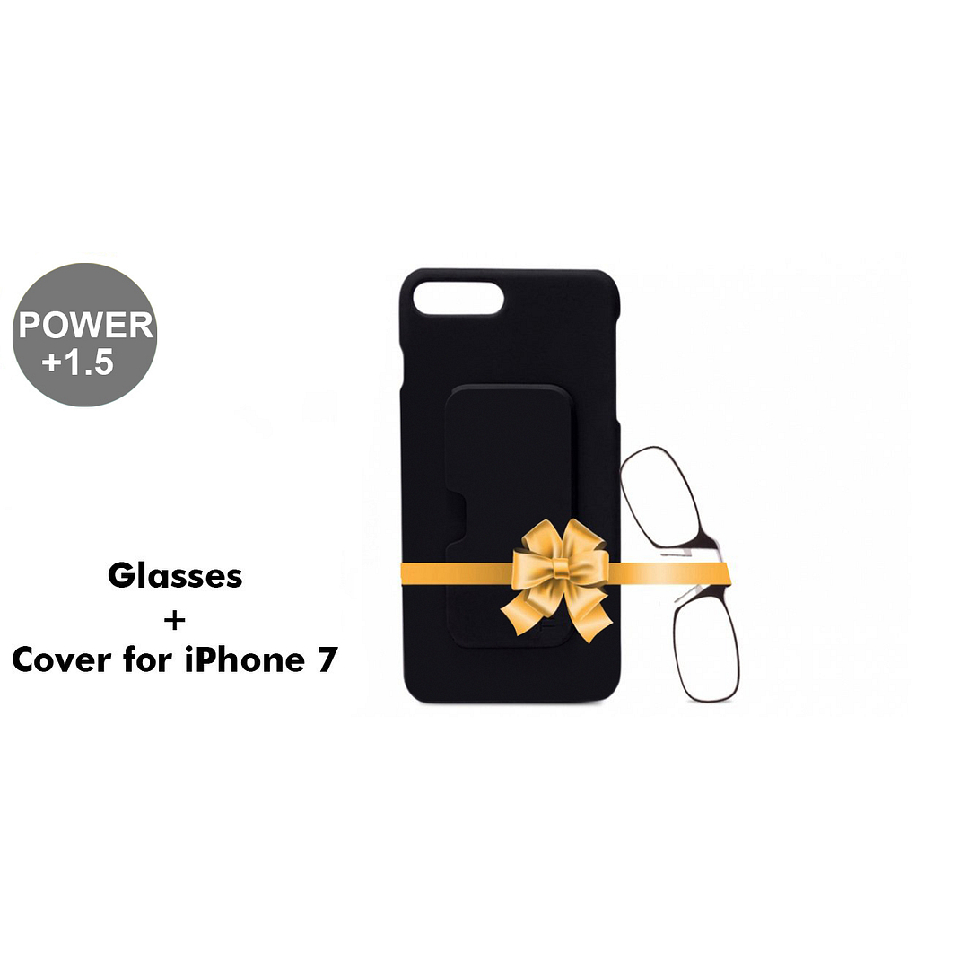 ThinOptics Black Full Rim Rectangle Thinoptics With IPhone 7 Cover Reading Only For 1 5 Power right side