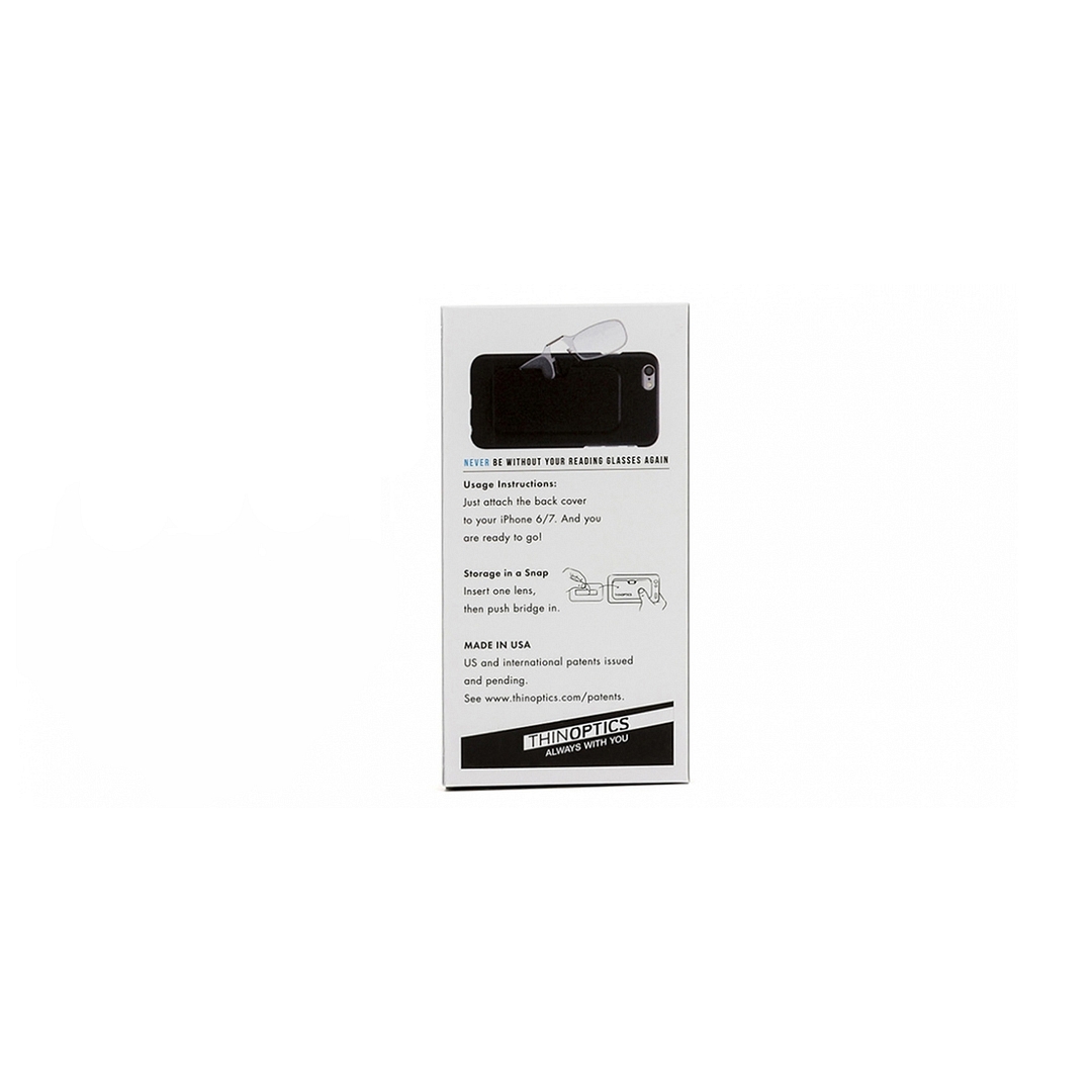 ThinOptics Black Full Rim Rectangle Thinoptics With IPhone 7 Cover Reading Only For 1 5 Power left side