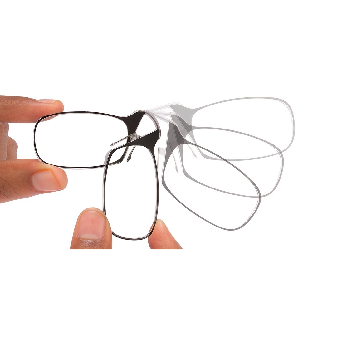 ThinOptics Black Full Rim Rectangle ThinOptics With Keychain Reading    Only For  1 00 Power right side