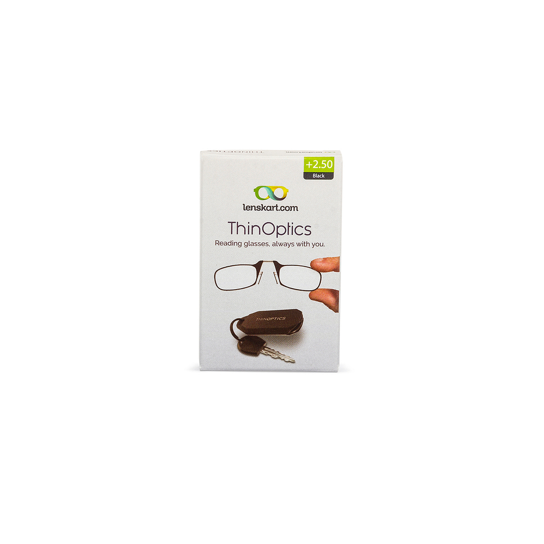 ThinOptics Black Full Rim Rectangle ThinOptics With Keychain Reading    Only For  2 50 Power right side