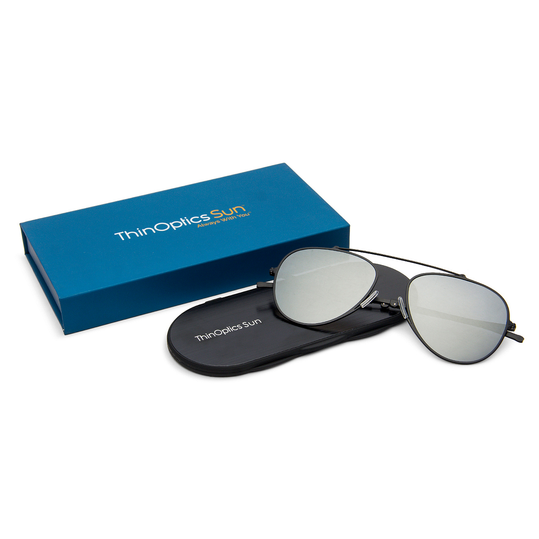 ThinOptics Black Full Rim Aviator right side