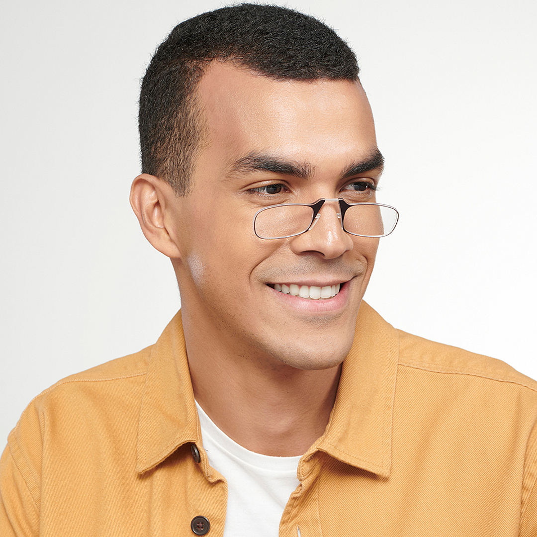 ThinOptics Black Full Rim Rectangle ThinOptics Go-Reader Glasses With Case Only for 2 Prefitted Powers left side