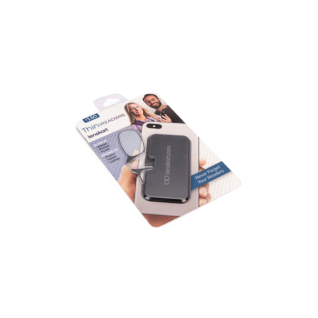 ThinReaders Black Full Rim Rectangle Thinreaders Go-Reader Glasses With Case Only For 1 5 Prefitted Powers right side
