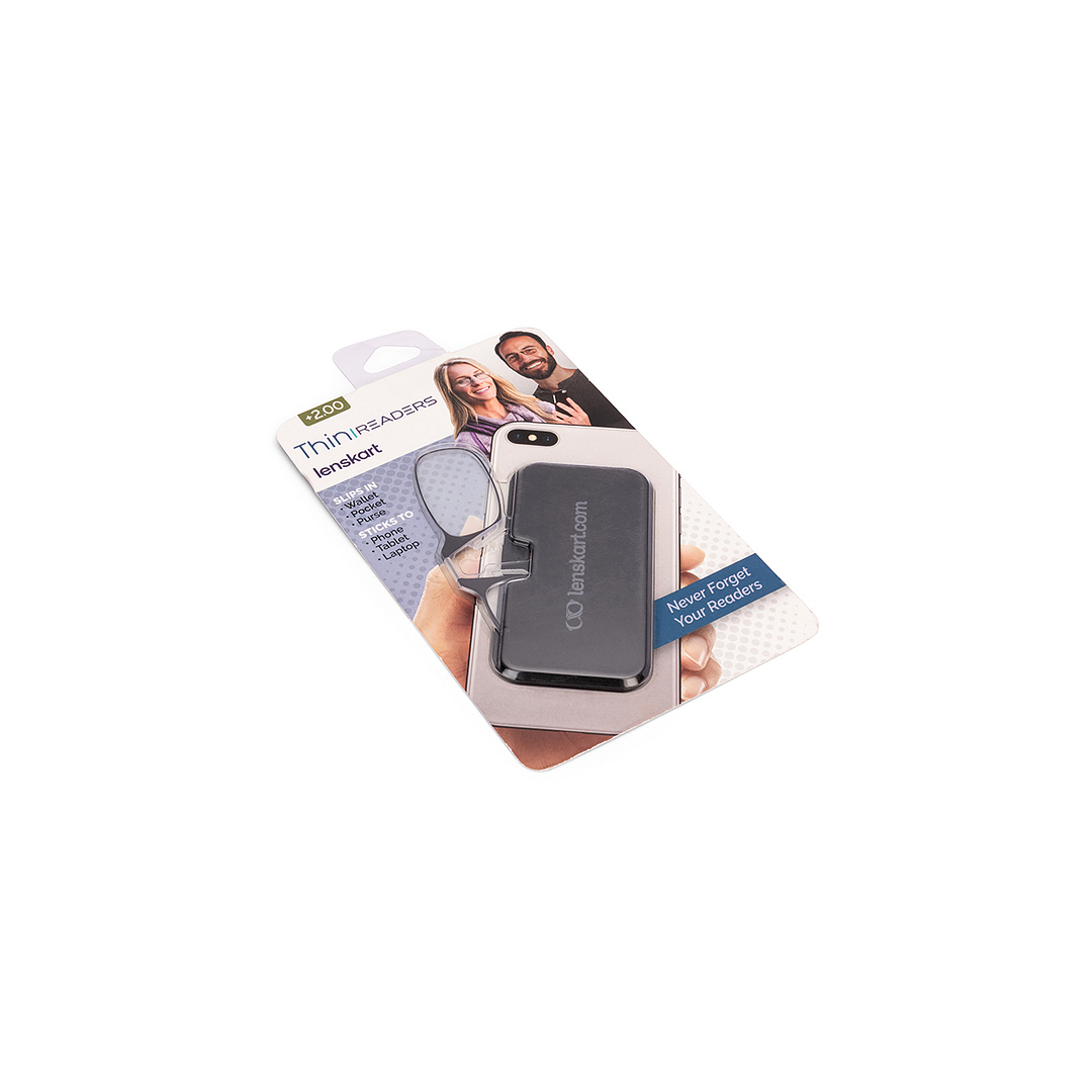 ThinReaders Black Full Rim Rectangle Thinreaders Go-Reader Glasses With Case Only For 2 Prefitted Powers left side