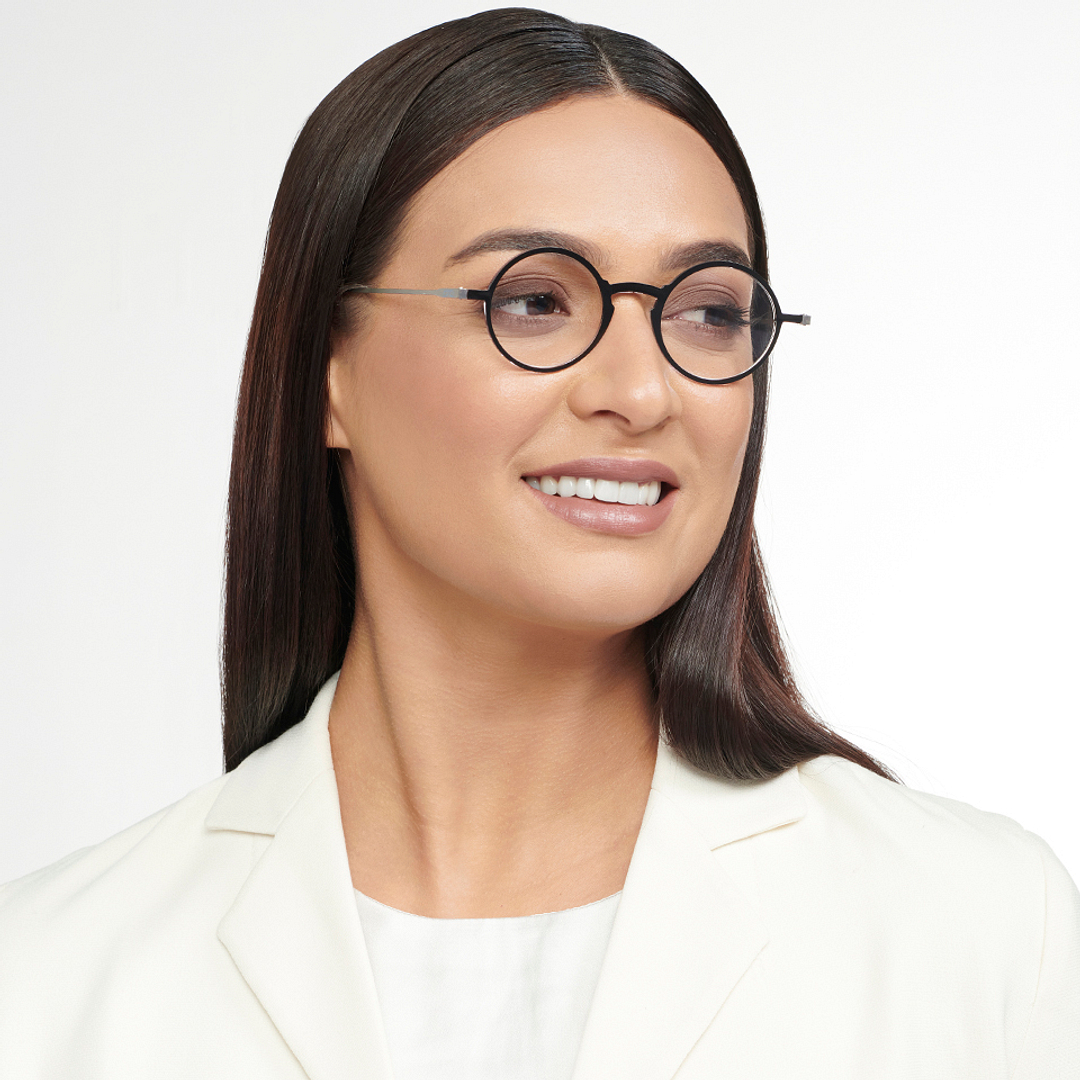 ThinOptics Black Full Rim Round ThinOptics Manhattan Frontpage Reading    Only For  1 50 Power left side