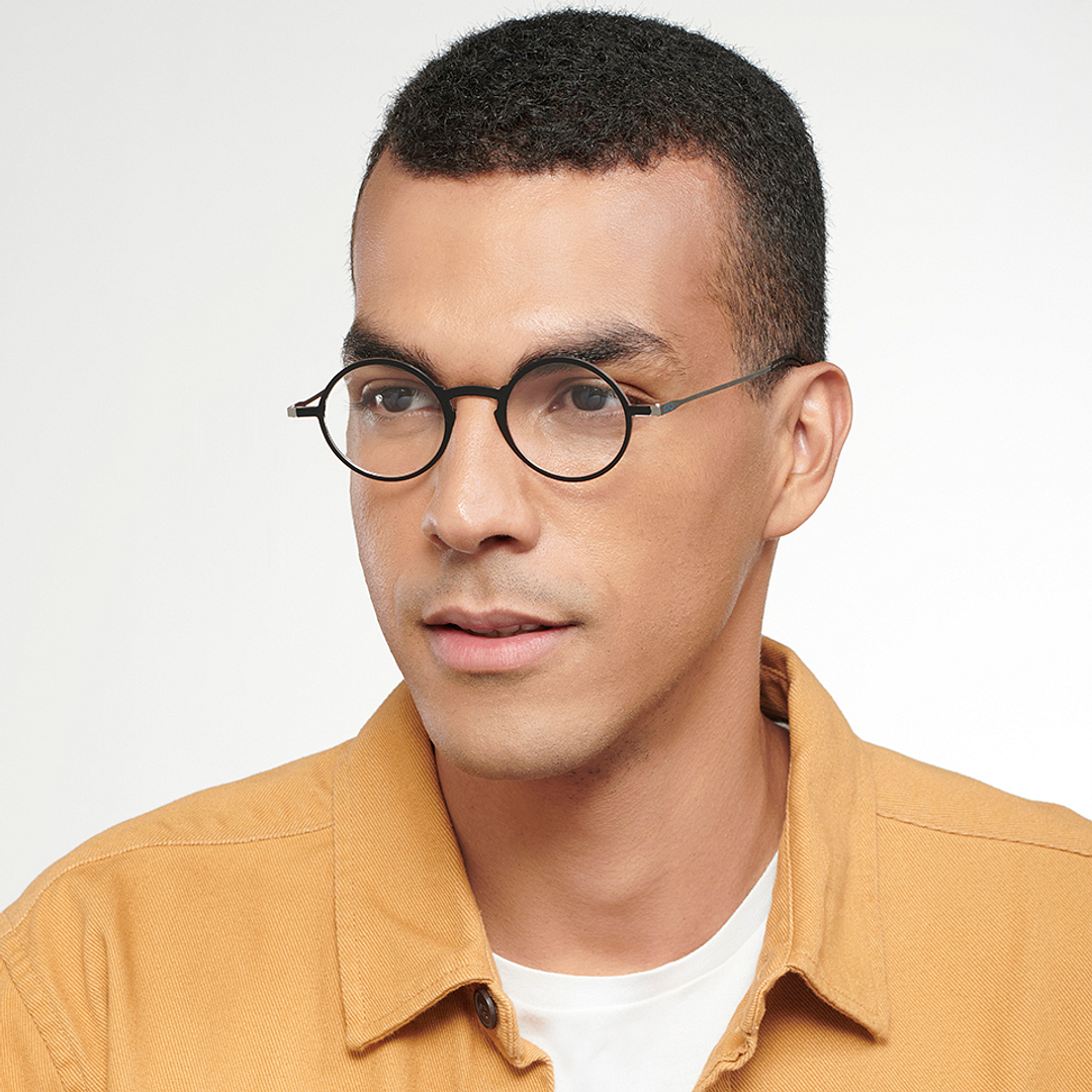 ThinOptics Black Full Rim Round ThinOptics Manhattan Frontpage Reading    Only For  2 00 Power left side