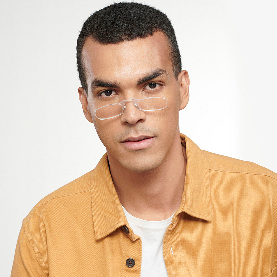 ThinOptics Transparent Full Rim Rectangle ThinOptics Go-Reader Glasses With Case Only for 1 Prefitted Powers right side