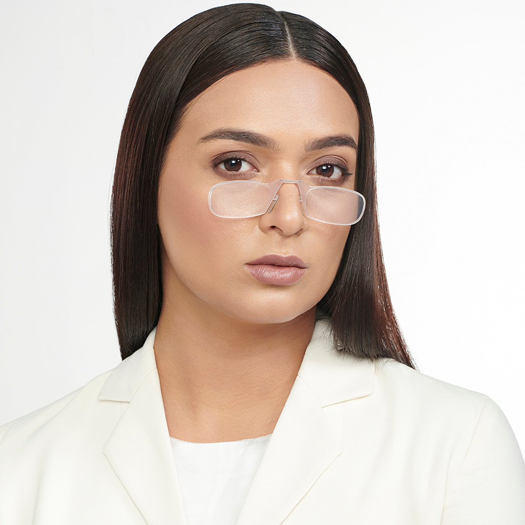 ThinOptics Transparent Full Rim Rectangle ThinOptics Go-Reader Glasses With Case Only for 1 Prefitted Powers right side