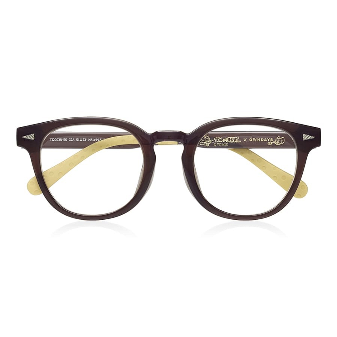 TOM and JERRY × OWNDAYS Brown Full Rim Wellington left side
