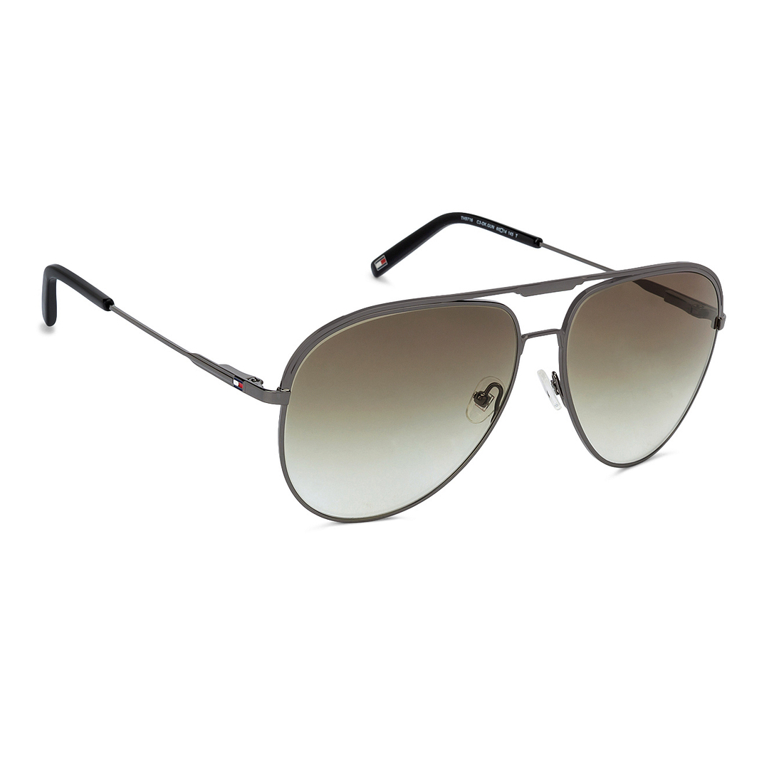 Tommy Hilfiger Mid Gunmetal Full Rim Aviator left side