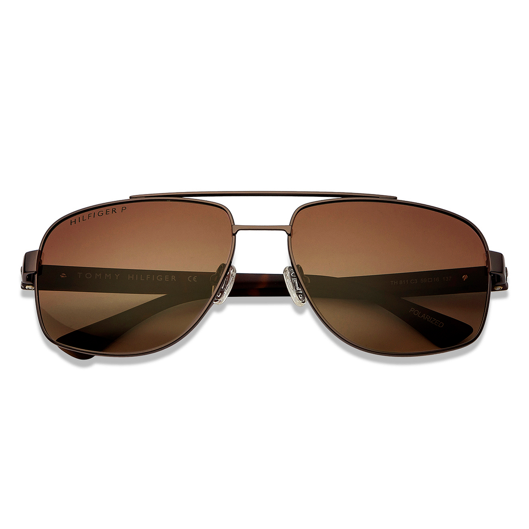 Tommy Hilfiger Light Brown Full Rim Rectangle left side