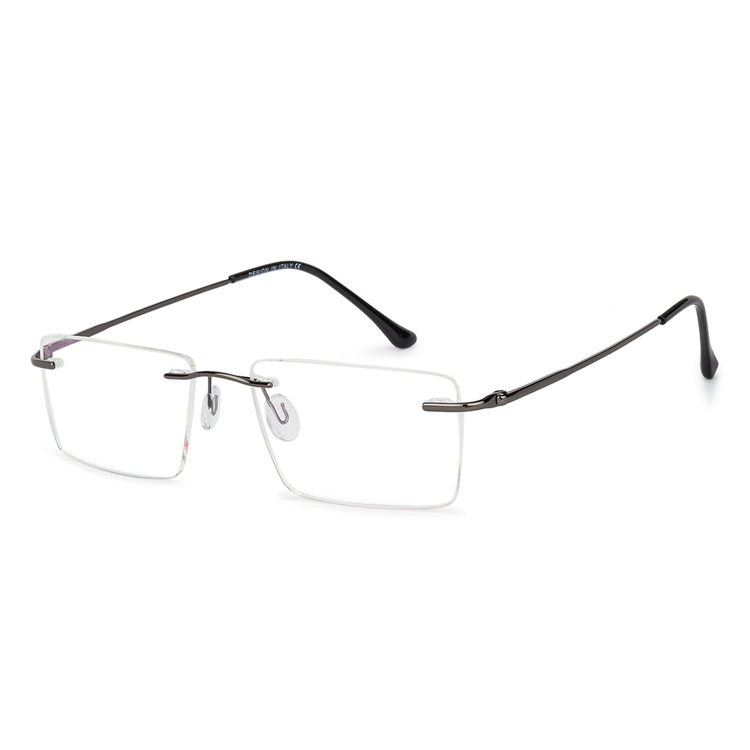 Vincent Chase Online Mid Gunmetal Rimless Rectangle left side