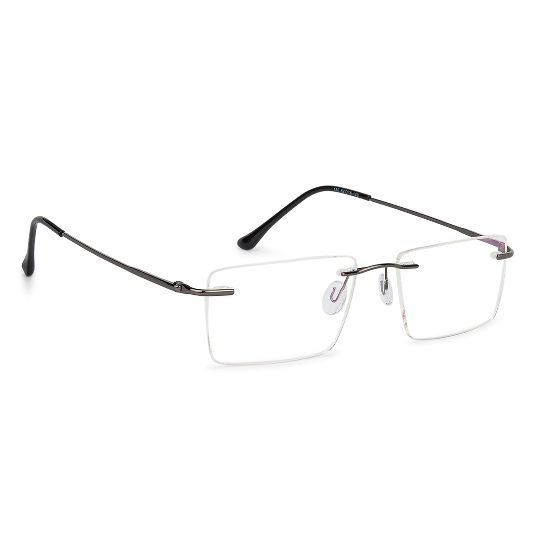 Vincent Chase Online Mid Gunmetal Rimless Rectangle left side