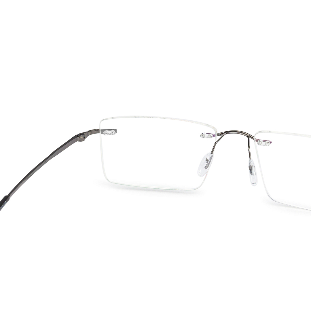 Vincent Chase Online Mid Gunmetal Rimless Rectangle left side